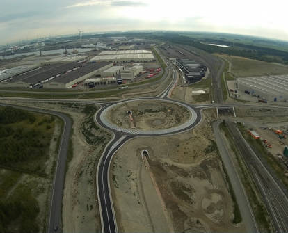 Colas - Réalisation d'un rond-point au parc logistique de Waasland